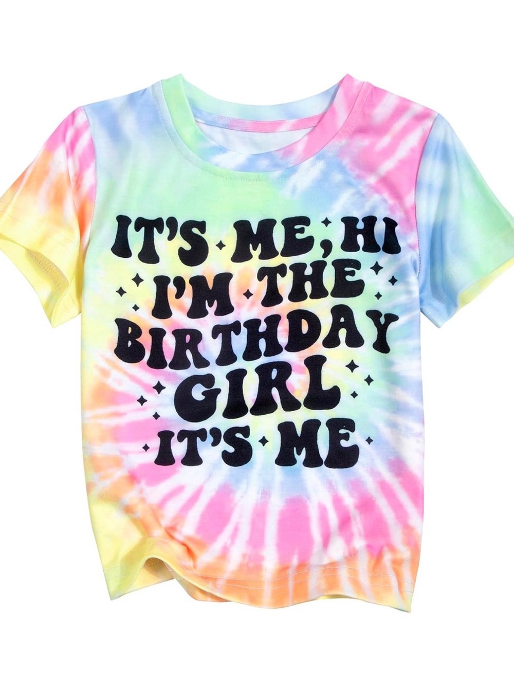 Girls' Tie-Dye Birthday Tee - Multicolor